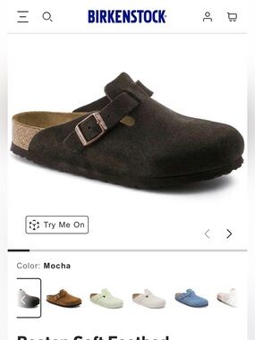 Birkenstock Brown Suede Clogs with Buckle